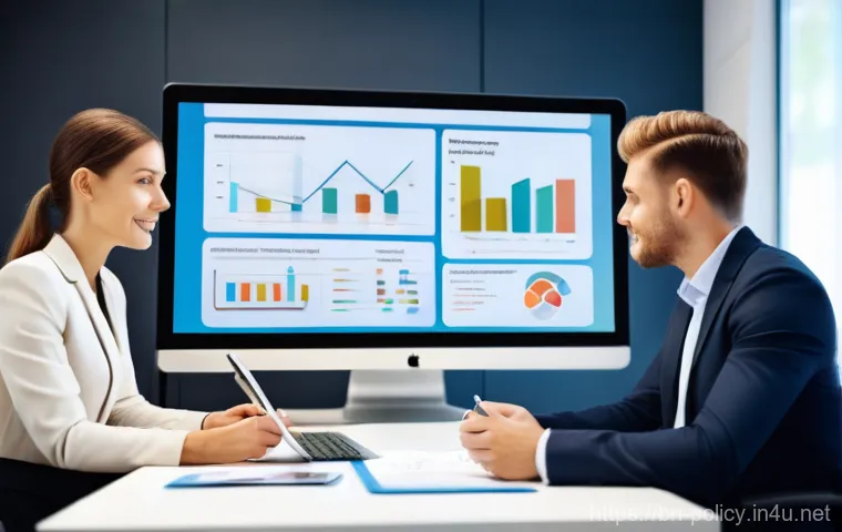 정책분석사와 직무 성과 관리와 평가 사례 - **Prompt:** A diverse team of professional policy analysts, composed of men and women of various eth...