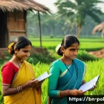 정책분석사가 말하는 중요한 실무 경험 - **Prompt:** A diverse group of policy analysts, both male and female, in a vibrant, sunlit rural vil...